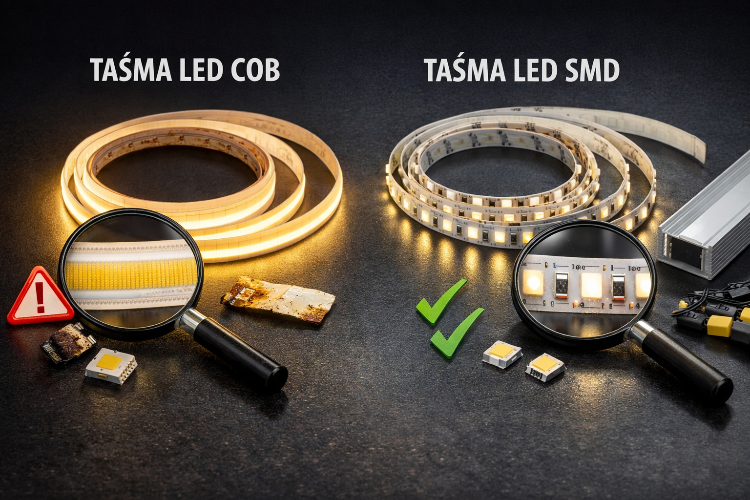 Taśmy LED COB czy SMD? Wady technologii COB i dlaczego taśmy SMD często wygrywają trwałością